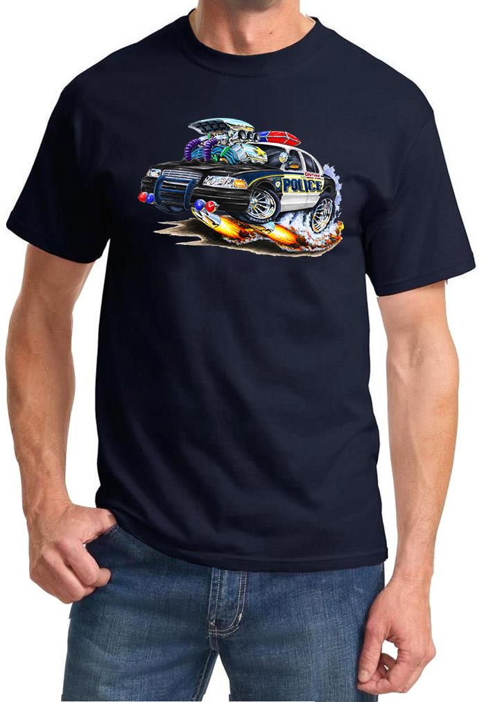 POLICE CAR Ford Crown Victoria Full Color Cartoon Tshirt NEW FREE SHIPPING - Picture 11 of 11