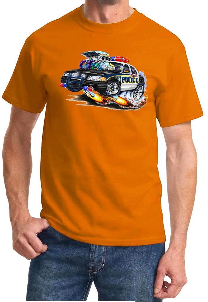 POLICE CAR Ford Crown Victoria Full Color Cartoon Tshirt NEW FREE SHIPPING - Picture 7 of 11