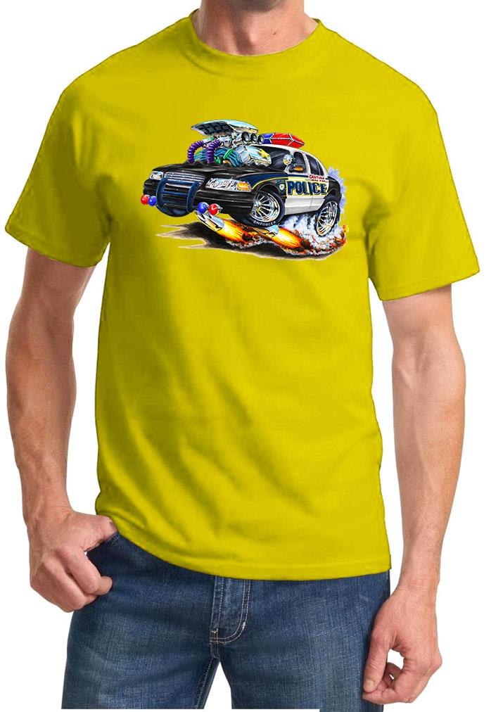 POLICE CAR Ford Crown Victoria Full Color Cartoon Tshirt NEW FREE SHIPPING - Picture 10 of 11