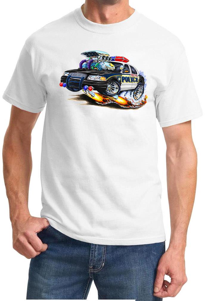 POLICE CAR Ford Crown Victoria Full Color Cartoon Tshirt NEW FREE SHIPPING - Picture 9 of 11