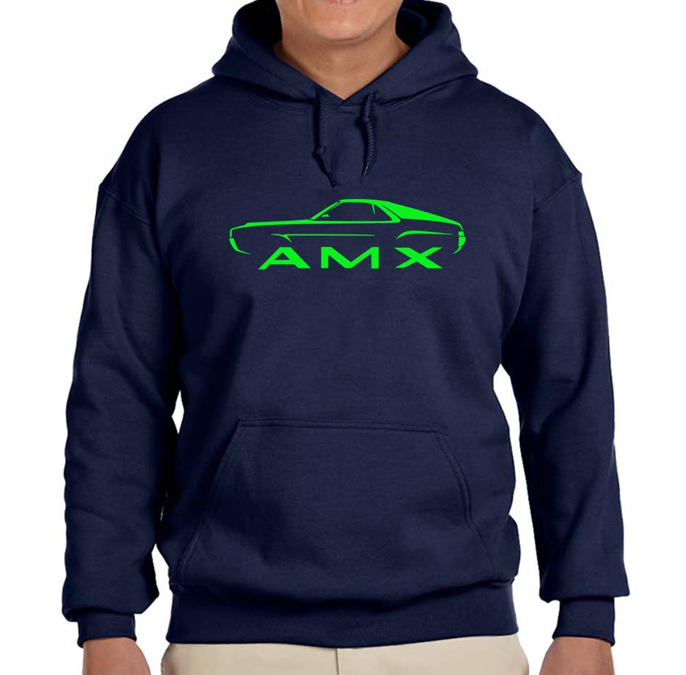 1968 1969 AMC AMX Navy Blue Hoodie Sweatshirt FREE SHIP - Picture 3 of 7