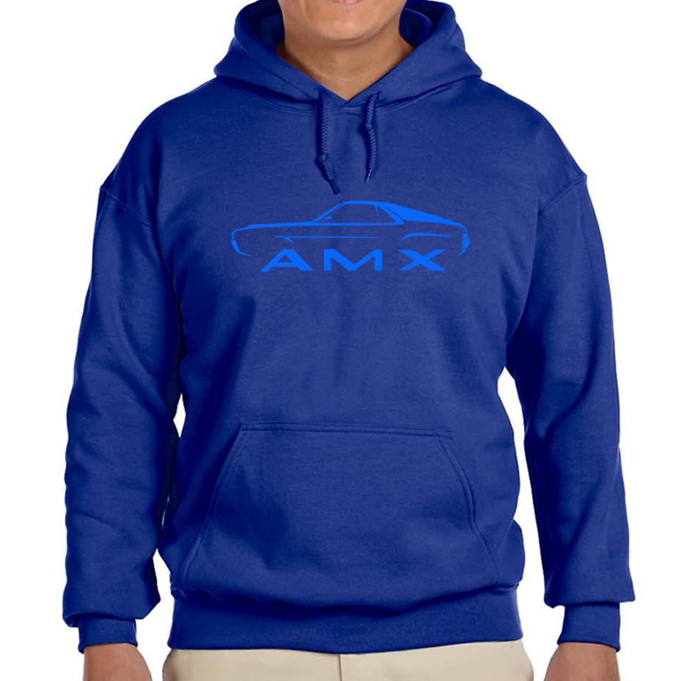 1968 1969 AMC AMX Royal Blue Hoodie Sweatshirt FREE SHIP - Picture 2 of 7