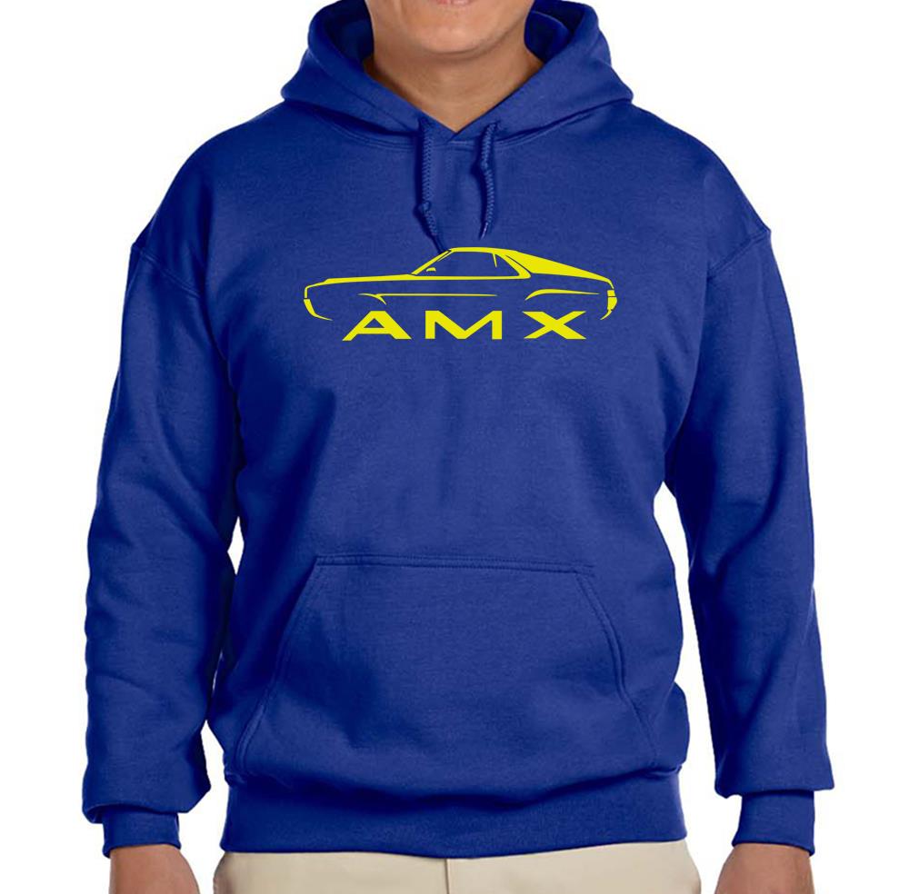 1968 1969 AMC AMX Royal Blue Hoodie Sweatshirt FREE SHIP - Picture 7 of 7