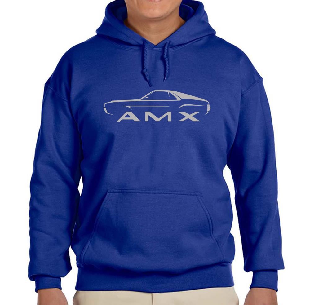 1968 1969 AMC AMX Royal Blue Hoodie Sweatshirt FREE SHIP - Picture 6 of 7