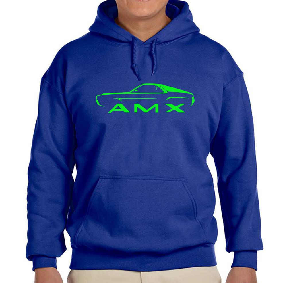 1968 1969 AMC AMX Royal Blue Hoodie Sweatshirt FREE SHIP - Picture 3 of 7