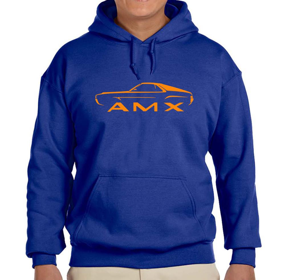 1968 1969 AMC AMX Royal Blue Hoodie Sweatshirt FREE SHIP - Picture 4 of 7