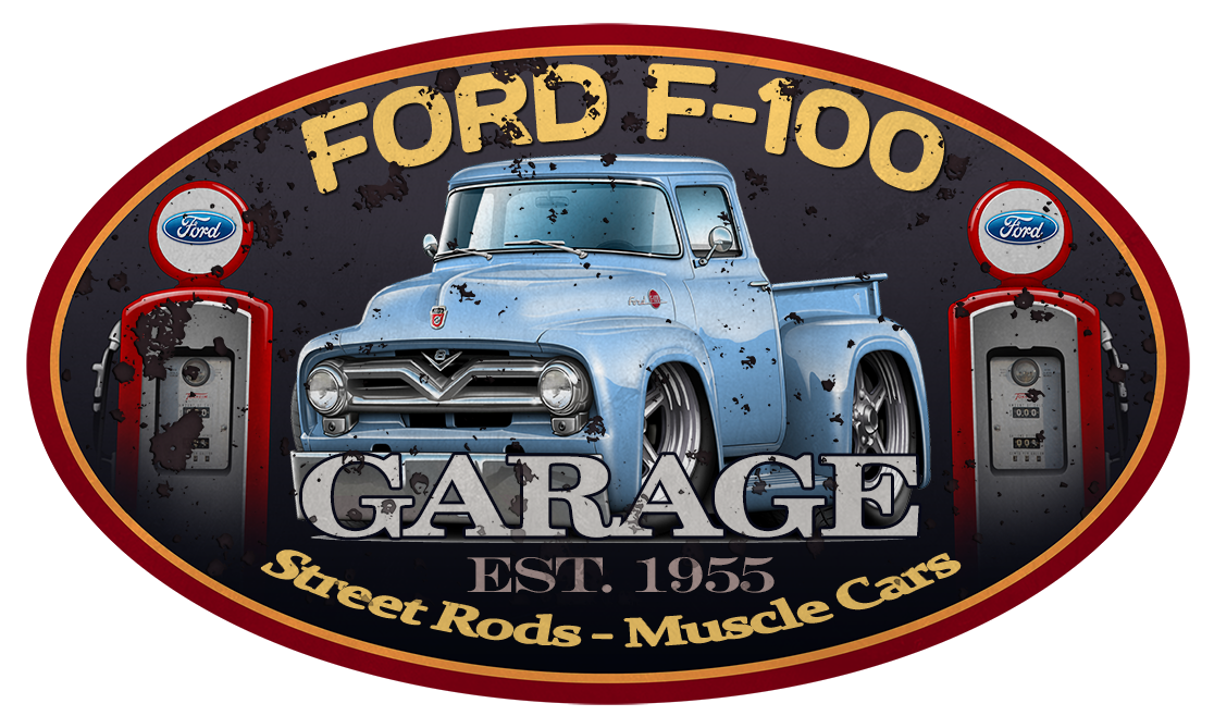 1955 Ford F-100 F100 Pickup Truck Car-toon Wall Art Graphic Sticker