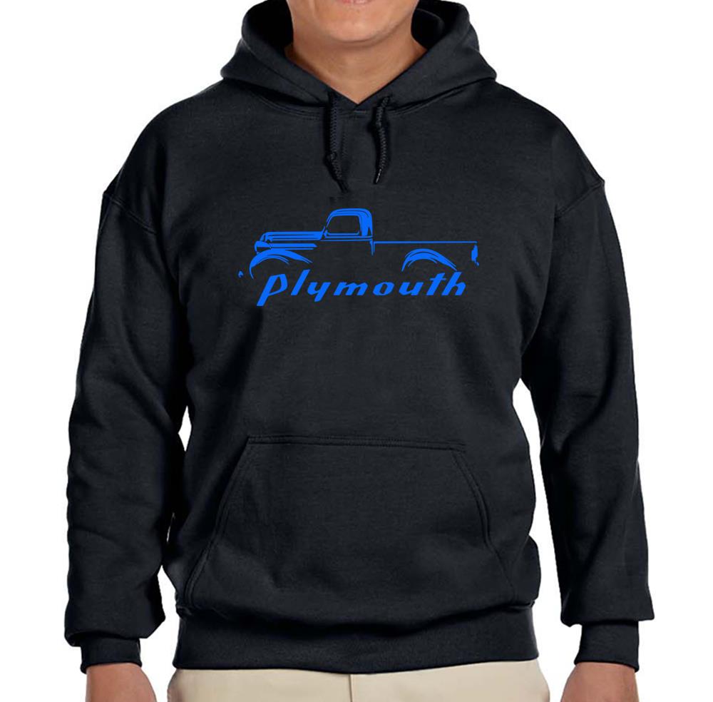 1939-47 Plymouth Pickup Truck Black Hoodie Sweatshirt FREE SHIP - Picture 2 of 7