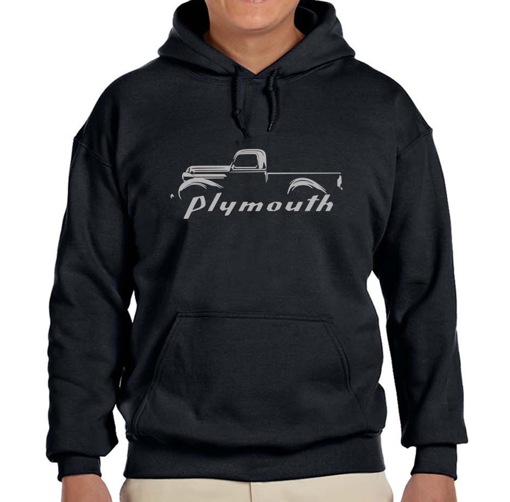 1939-47 Plymouth Pickup Truck Black Hoodie Sweatshirt FREE SHIP - Picture 6 of 7