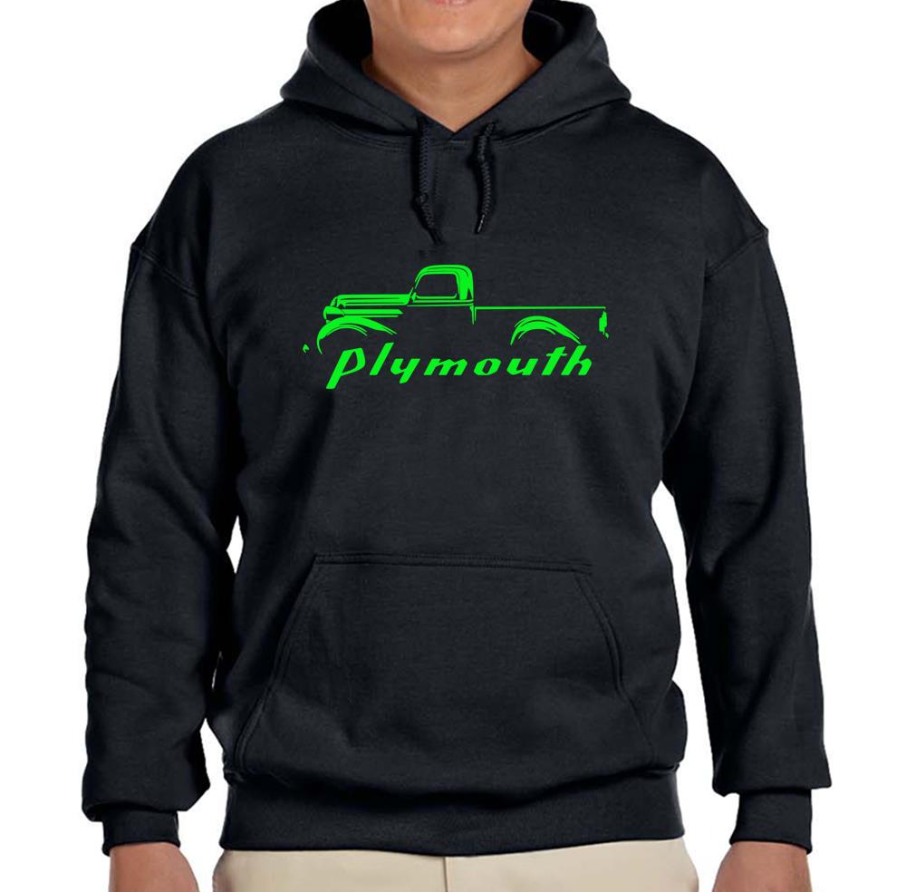 1939-47 Plymouth Pickup Truck Black Hoodie Sweatshirt FREE SHIP - Picture 3 of 7