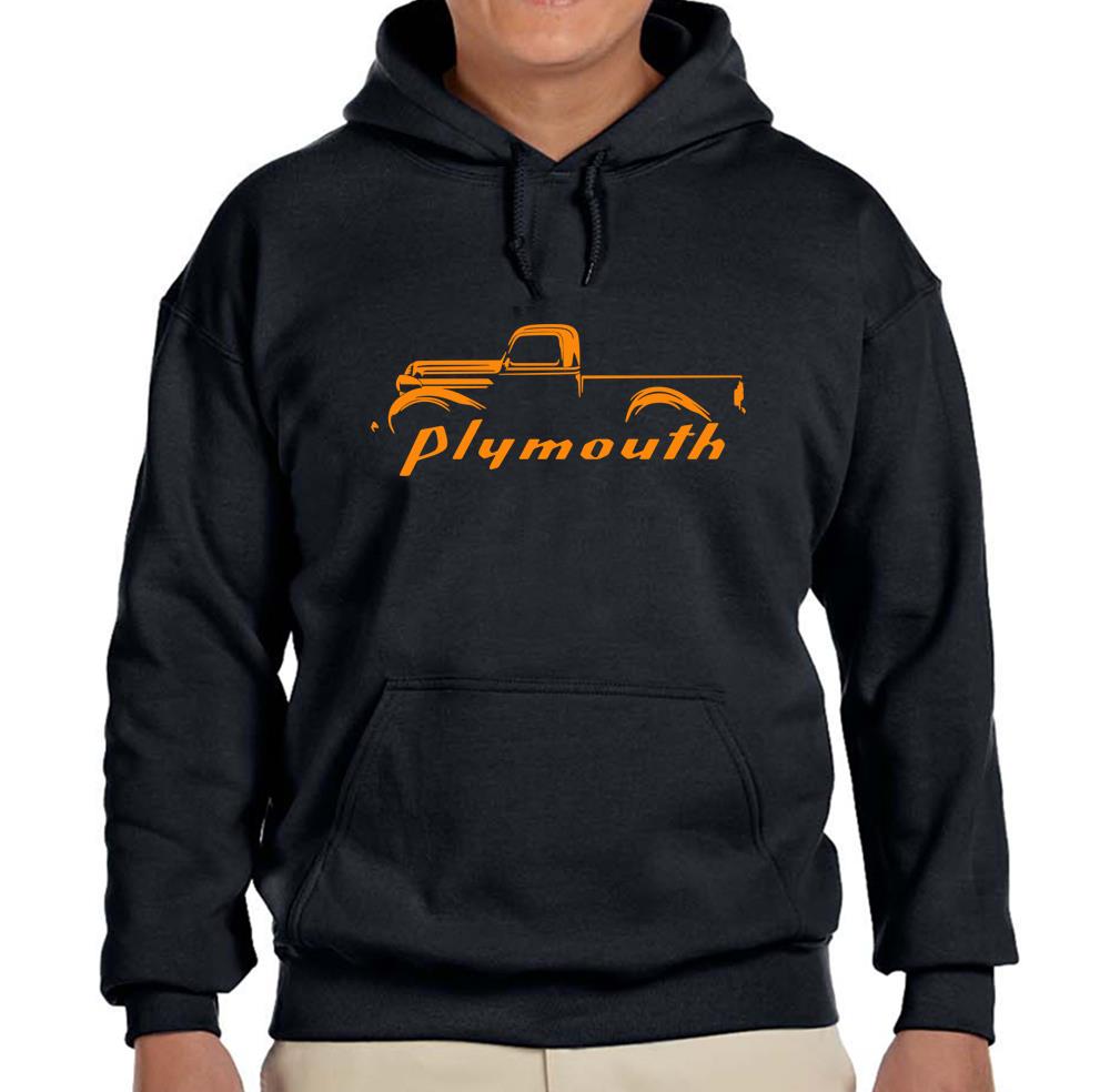 1939-47 Plymouth Pickup Truck Black Hoodie Sweatshirt FREE SHIP - Picture 4 of 7