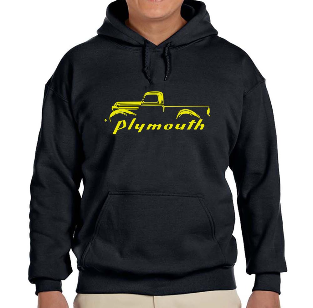 1939-47 Plymouth Pickup Truck Black Hoodie Sweatshirt FREE SHIP - Picture 7 of 7