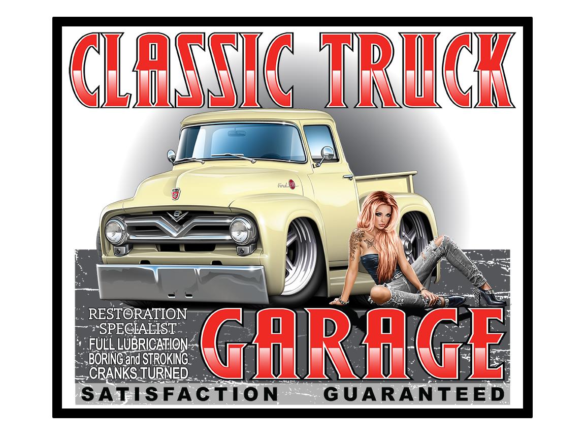 1955 Ford F100 Pickup Truck Classic Garage Wall Art Graphic Sticker