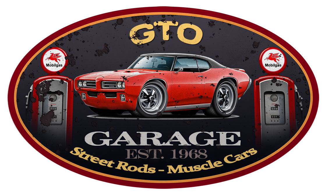 1968 1969 Pontiac GTO Hardtop Garage Sign Wall Art Graphic Sticker