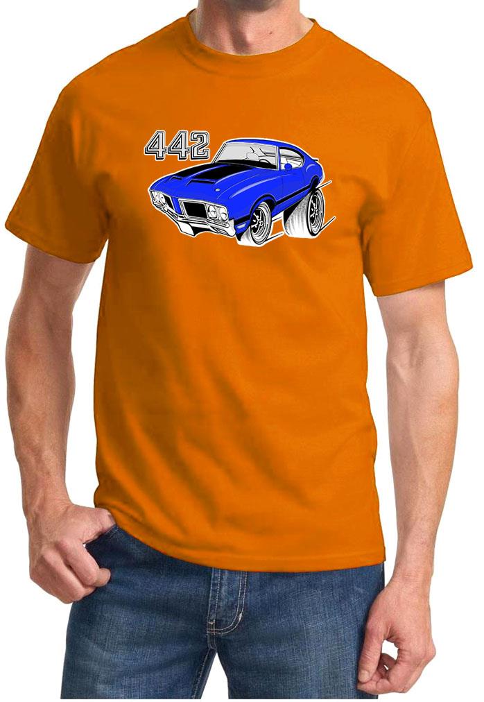 1970-72 Olds 442 Cutlass Blue Hardtop Full Color Retro Tshirt NEW FREE SHIPPING - Picture 7 of 11
