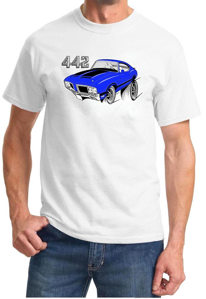 1970-72 Olds 442 Cutlass Blue Hardtop Full Color Retro Tshirt NEW FREE SHIPPING - Picture 9 of 11