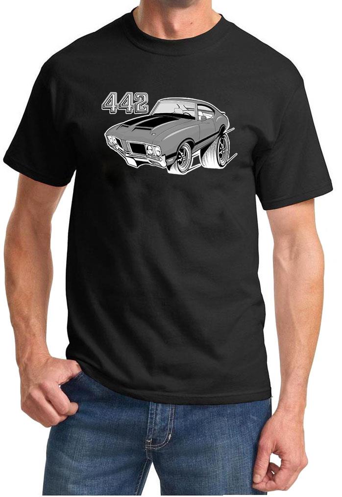 1970-72 Olds 442 Cutlass grau Hardtop vollfarbiges Retro T-Shirt NEU KOSTENLOSER VERSAND - Bild 2 von 11