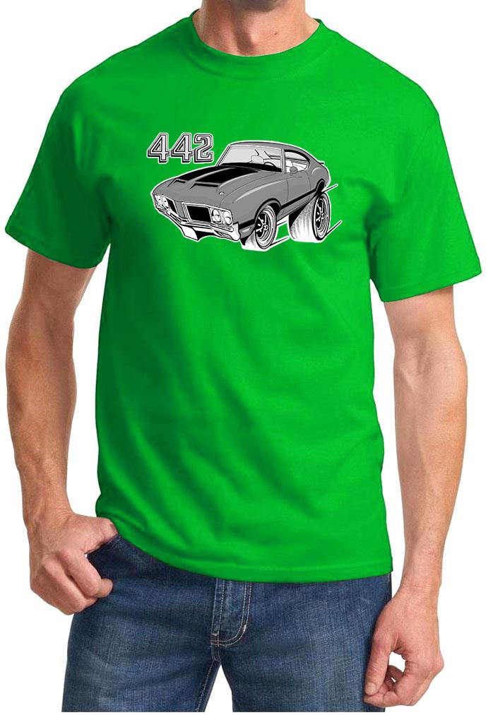 1970-72 Olds 442 Cutlass grau Hardtop vollfarbiges Retro T-Shirt NEU KOSTENLOSER VERSAND - Bild 5 von 11