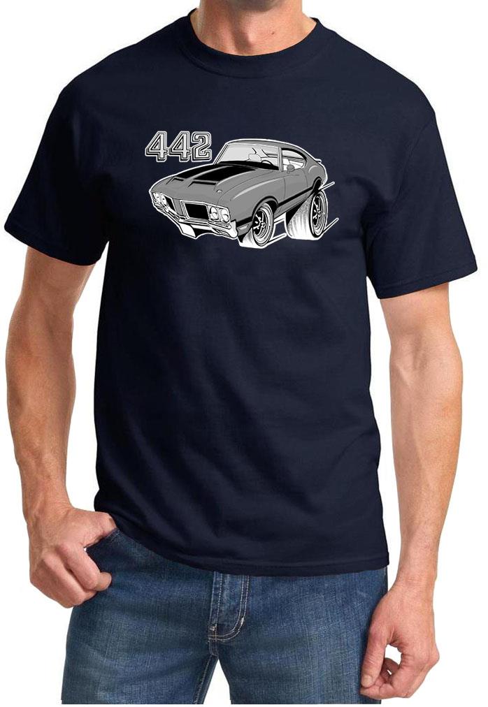 1970-72 Olds 442 Cutlass grau Hardtop vollfarbiges Retro T-Shirt NEU KOSTENLOSER VERSAND - Bild 11 von 11