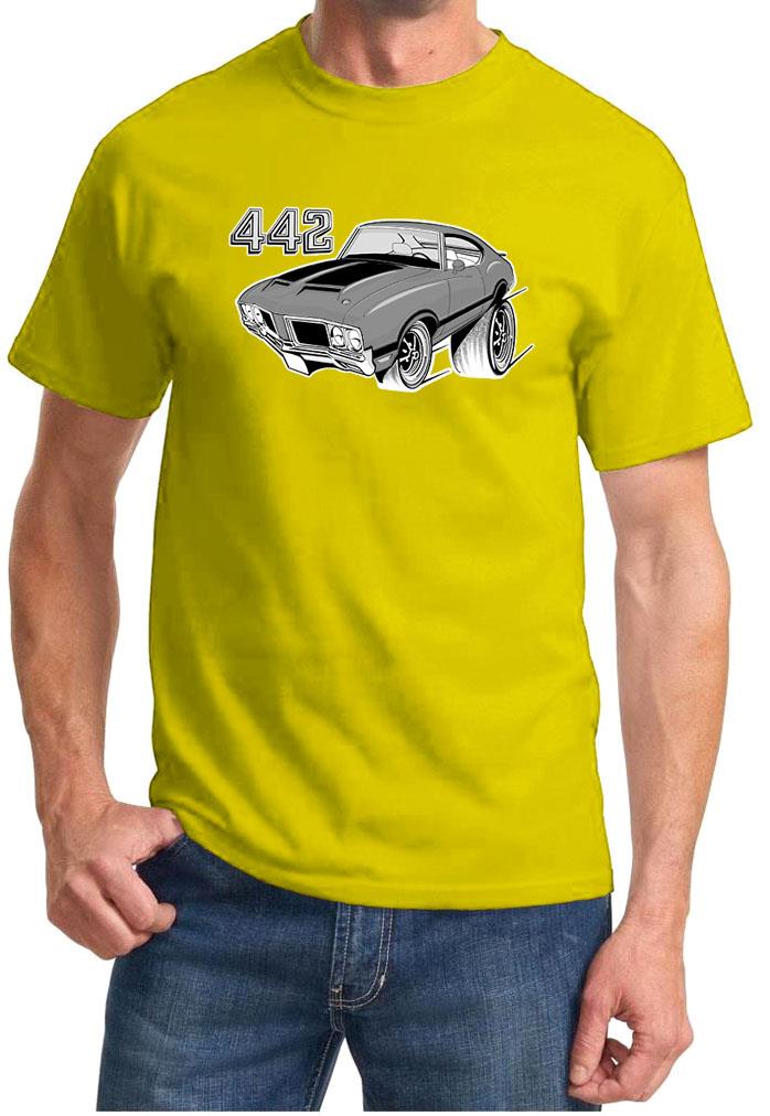 1970-72 Olds 442 Cutlass grau Hardtop vollfarbiges Retro T-Shirt NEU KOSTENLOSER VERSAND - Bild 10 von 11