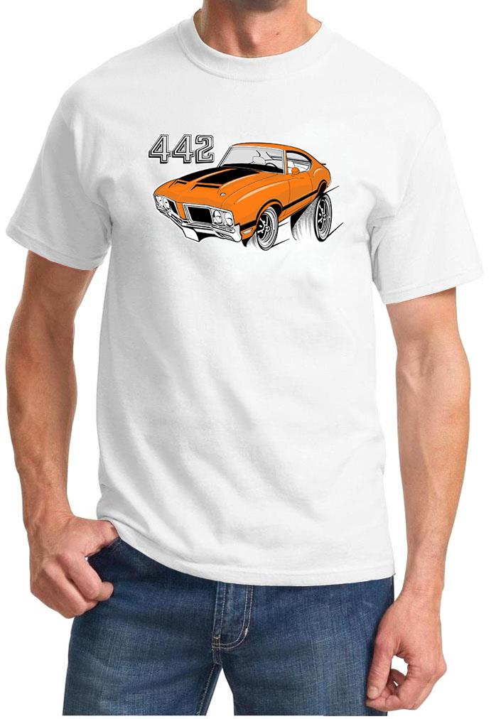 1970-72 Olds 442 Cutlass Orange Hardtop Full Color Retro Tshirt NEW FREE SHIP - Picture 9 of 11