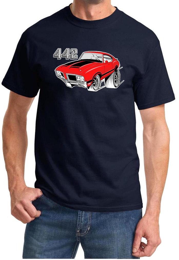 1970-72 Olds 442 Cutlass Red Hardtop Full Color Retro Tshirt NEW FREE SHIP - Picture 11 of 11