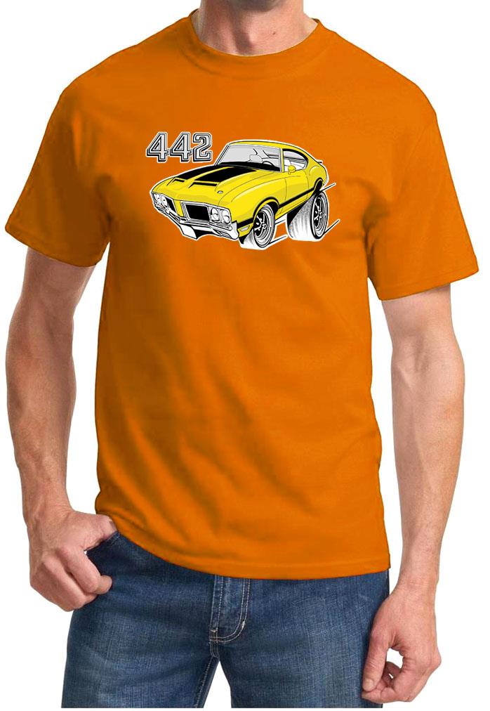 1970-72 Olds 442 Cutlass Yellow Hardtop Full Color Retro Tshirt NEW FREE SHIP - Picture 7 of 11