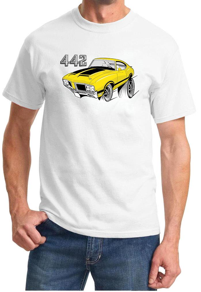 1970-72 Olds 442 Cutlass Yellow Hardtop Full Color Retro Tshirt NEW FREE SHIP - Picture 9 of 11
