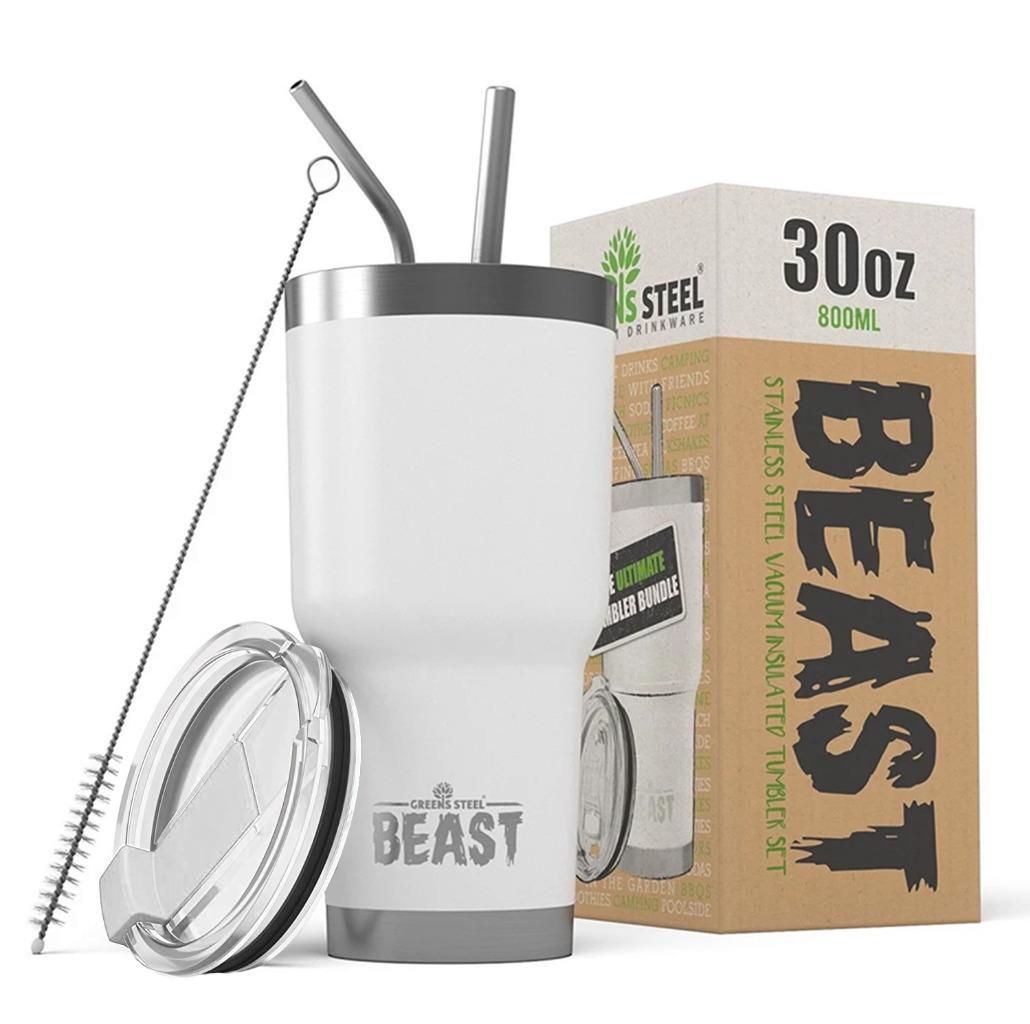 BEAST 30oz Stainless Steel Insulated Tumbler With Lid, 2 Straws and Brush - Picture 22 of 22