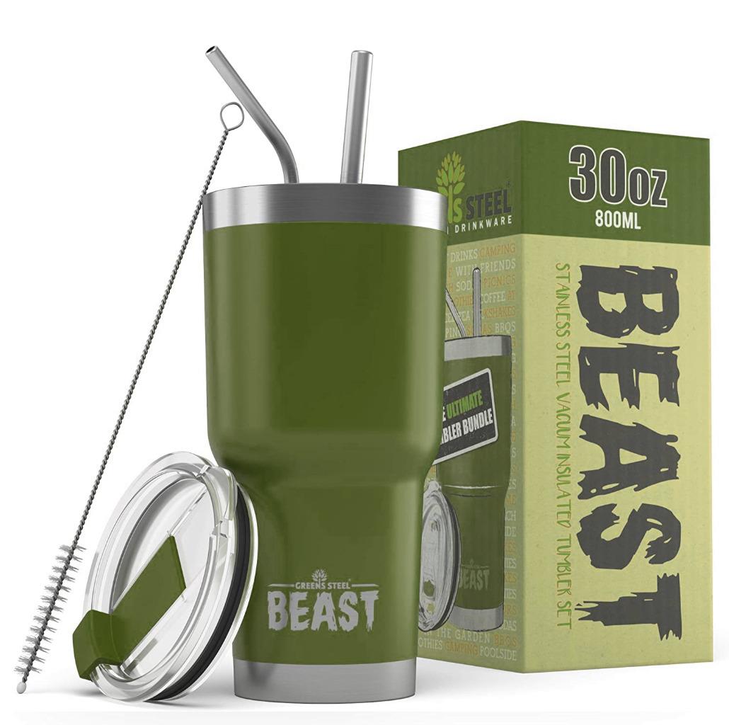 BEAST 30oz Stainless Steel Insulated Tumbler With Lid, 2 Straws and Brush - Picture 9 of 22