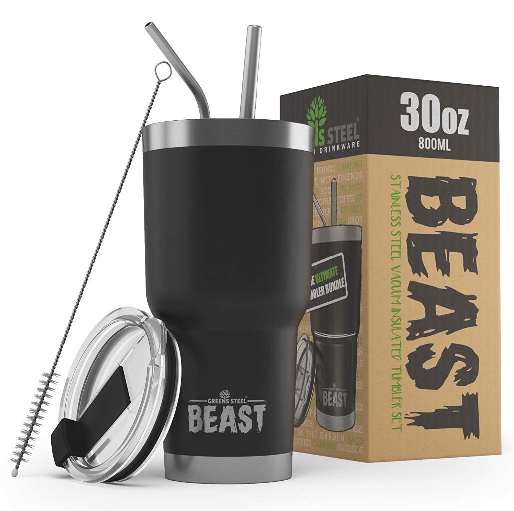 BEAST 30oz Stainless Steel Insulated Tumbler With Lid, 2 Straws and Brush - Picture 6 of 22