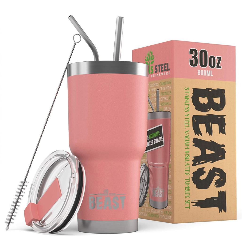 BEAST 30oz Stainless Steel Insulated Tumbler With Lid, 2 Straws and Brush - Picture 13 of 22