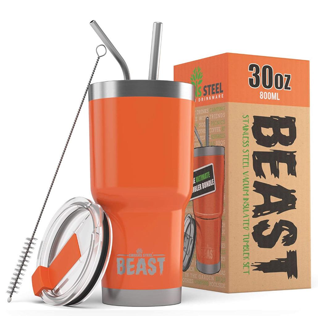 BEAST 30oz Stainless Steel Insulated Tumbler With Lid, 2 Straws and Brush - Picture 7 of 22