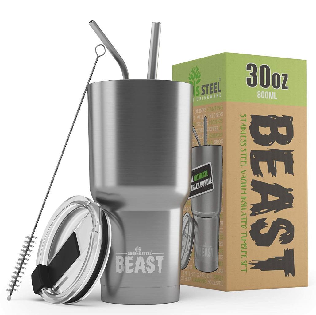BEAST 30oz Stainless Steel Insulated Tumbler With Lid, 2 Straws and Brush - Picture 18 of 22