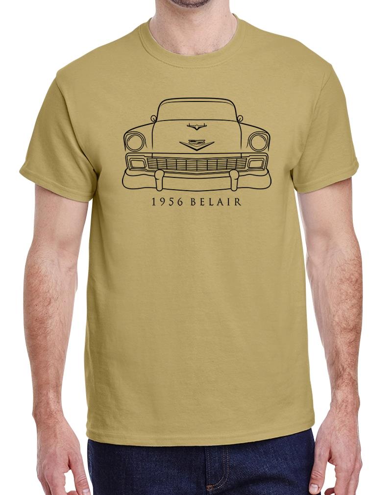 1956 Chevy Belair 150 210 Classic Front End Design Tshirt NEU - Bild 23 von 23