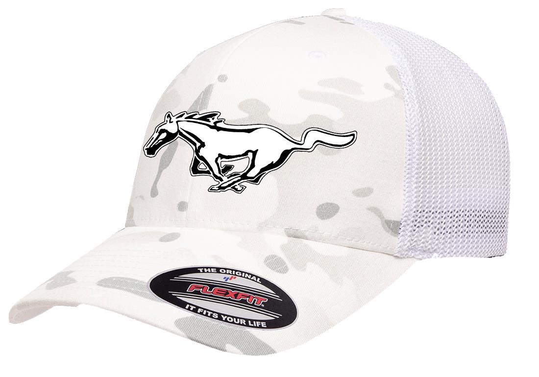 Ford Mustang Running Horse Logo Design Flexfit 6511 Trucker Hat Cap
