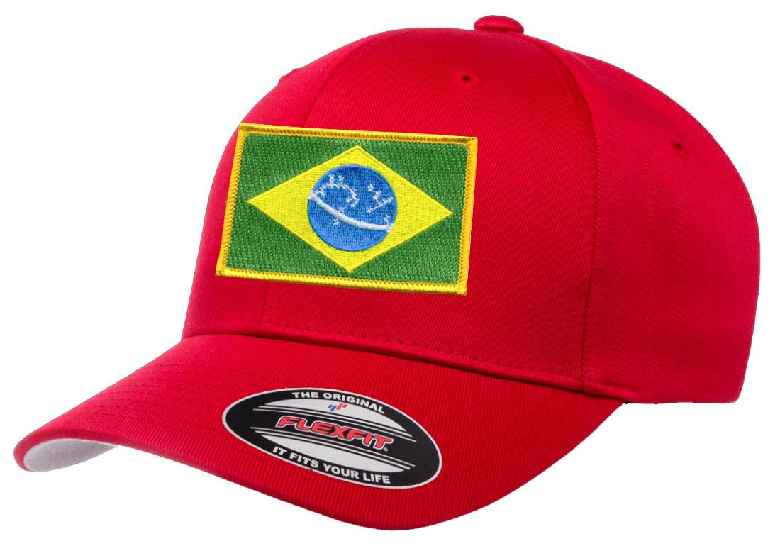 Brazil Country Flag Flexfit 6277 Athletic Baseball Fitted Hat Cap - Picture 24 of 26