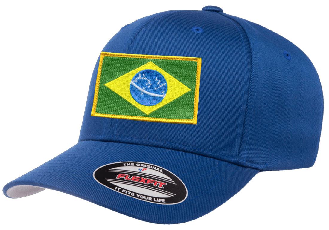Brazil Country Flag Flexfit 6277 Athletic Baseball Fitted Hat Cap - Picture 25 of 26