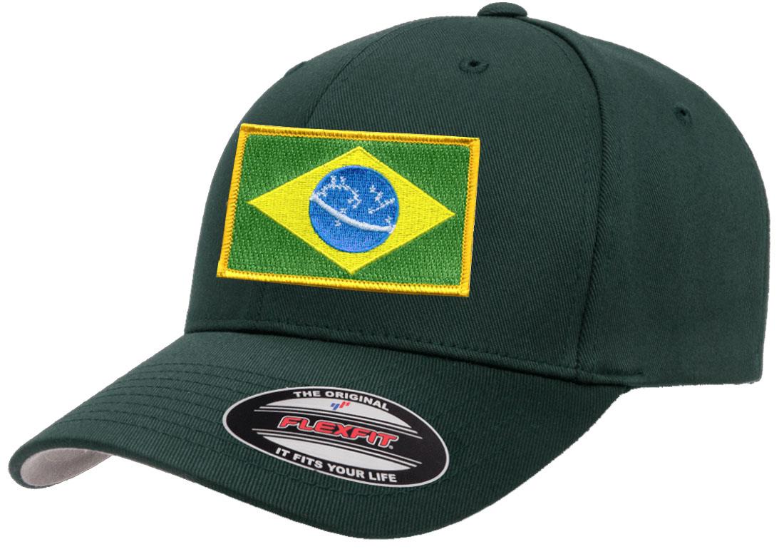 Brazil Country Flag Flexfit 6277 Athletic Baseball Fitted Hat Cap - Picture 7 of 26