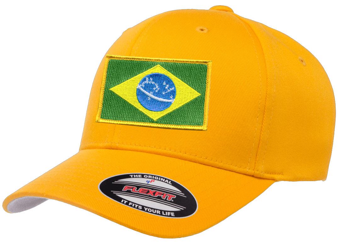Brazil Country Flag Flexfit 6277 Athletic Baseball Fitted Hat Cap - Picture 8 of 26