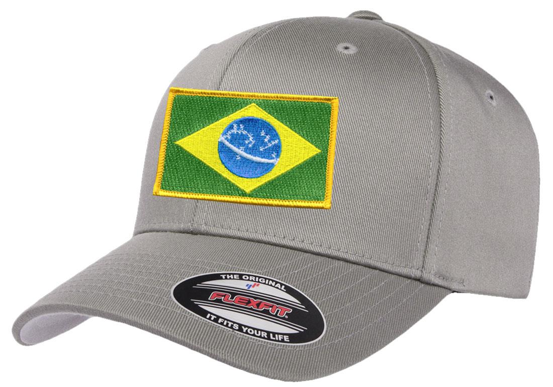 Brazil Country Flag Flexfit 6277 Athletic Baseball Fitted Hat Cap - Picture 9 of 26