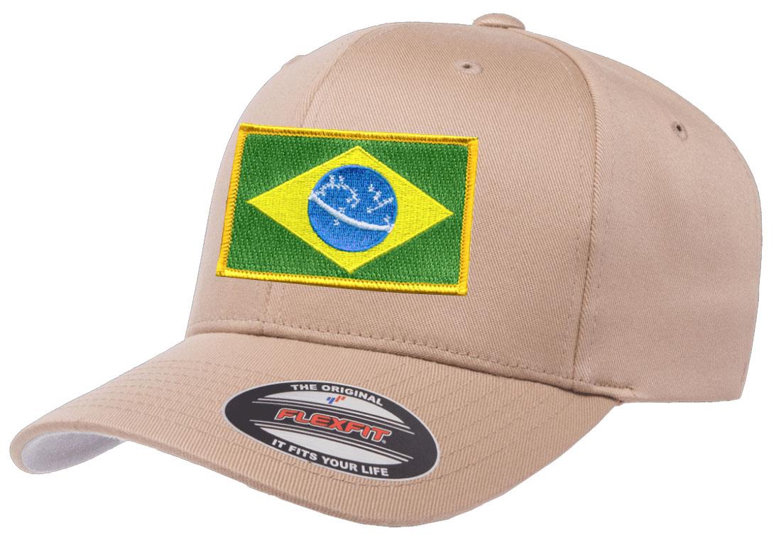 Brazil Country Flag Flexfit 6277 Athletic Baseball Fitted Hat Cap - Picture 10 of 26