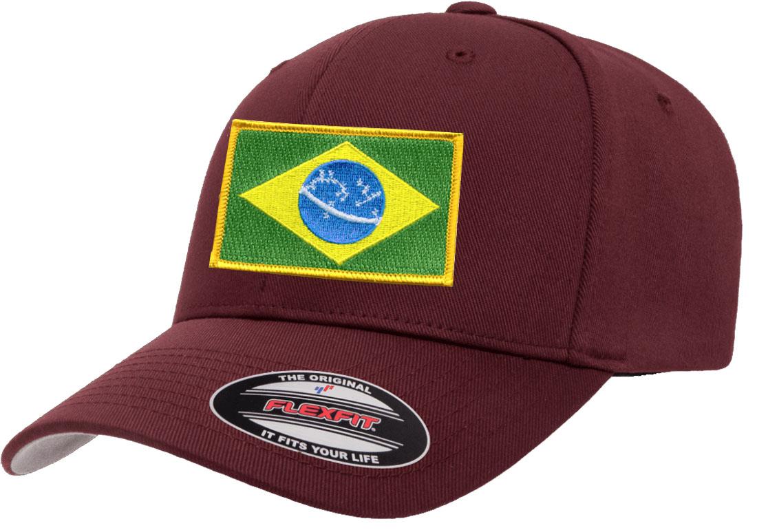 Brazil Country Flag Flexfit 6277 Athletic Baseball Fitted Hat Cap - Picture 12 of 26