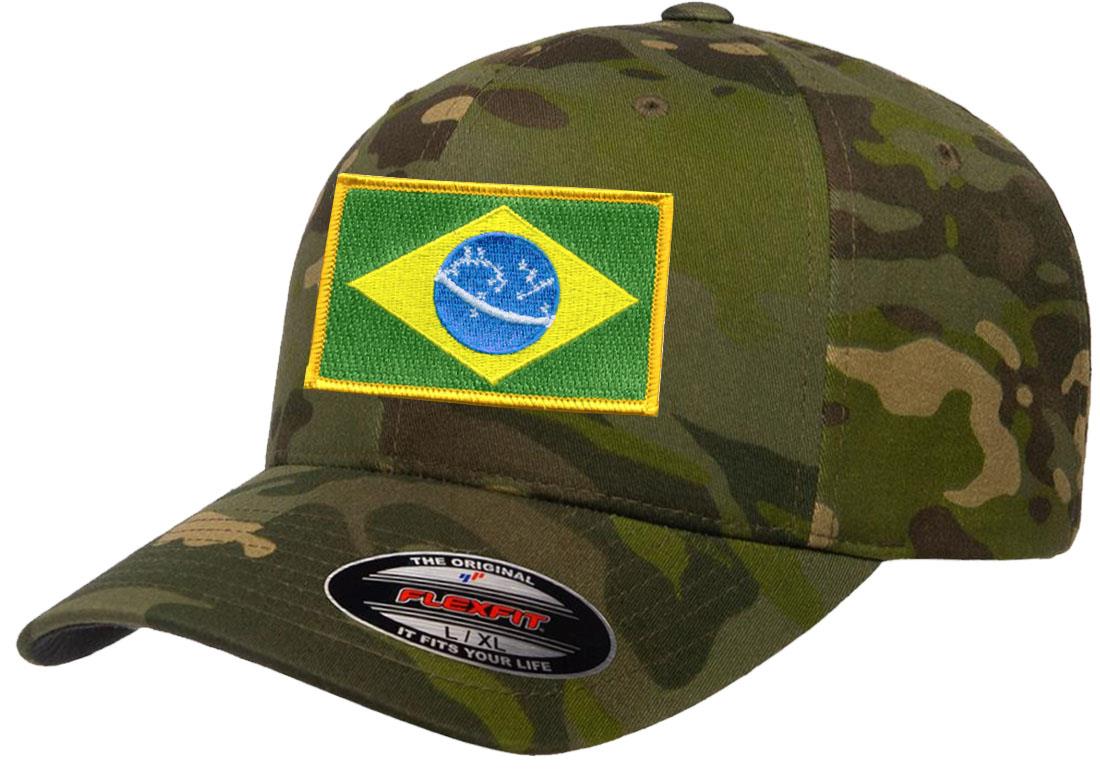 Brazil Country Flag Flexfit 6277 Athletic Baseball Fitted Hat Cap - Picture 16 of 26