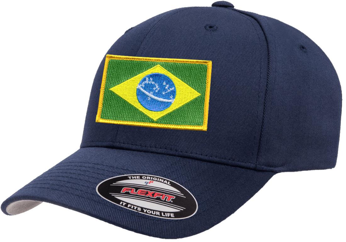 Brazil Country Flag Flexfit 6277 Athletic Baseball Fitted Hat Cap - Picture 18 of 26