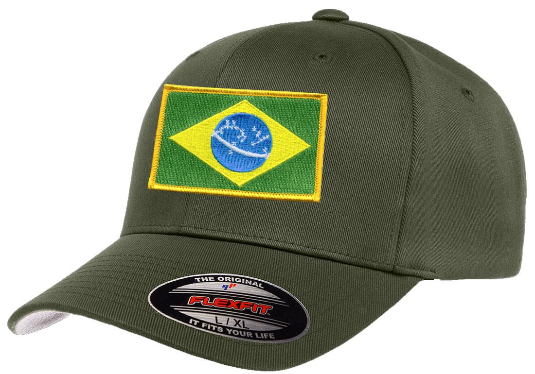 Brazil Country Flag Flexfit 6277 Athletic Baseball Fitted Hat Cap - Picture 19 of 26