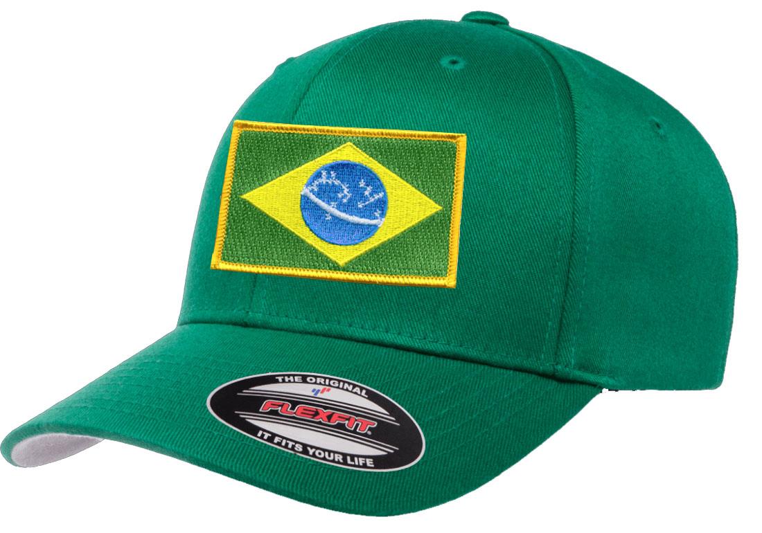 Brazil Country Flag Flexfit 6277 Athletic Baseball Fitted Hat Cap - Picture 21 of 26