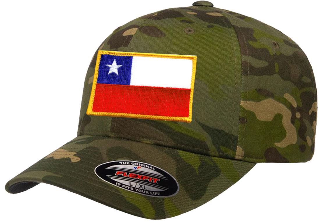 Chile Country Flag Flexfit 6277 Athletic Baseball Fitted Hat Cap - Picture 16 of 26