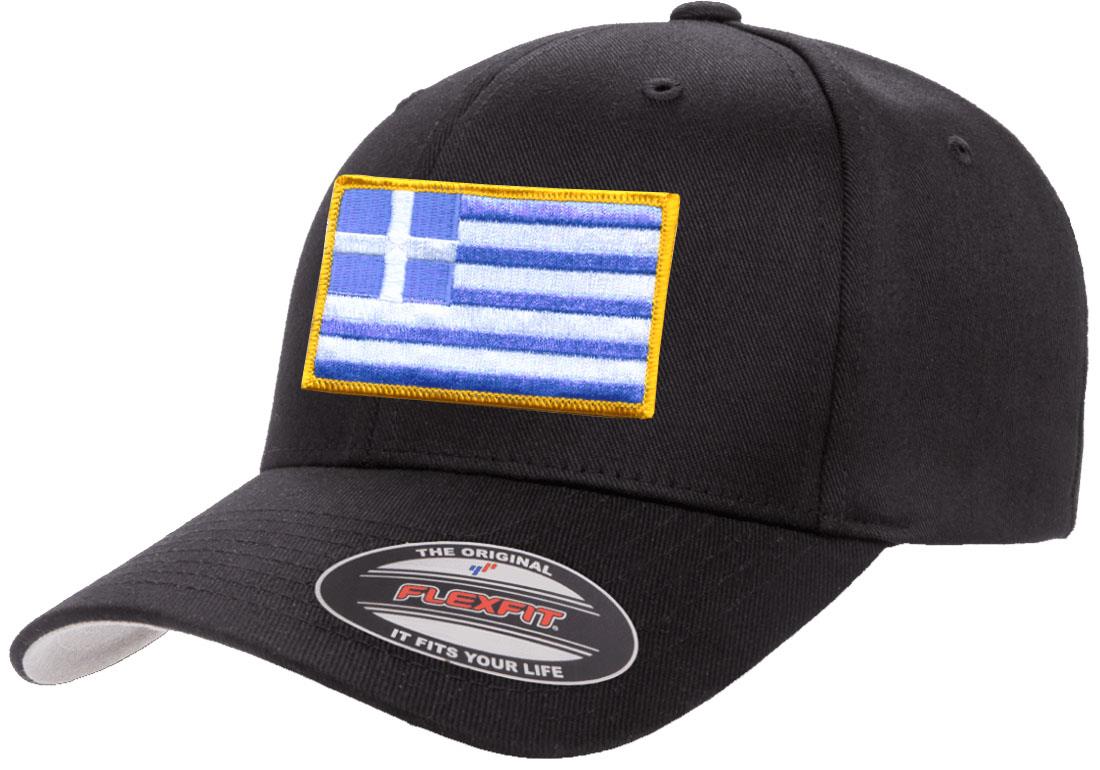 Greece Country Flag Flexfit 6277 Athletic Baseball Fitted Hat Cap
