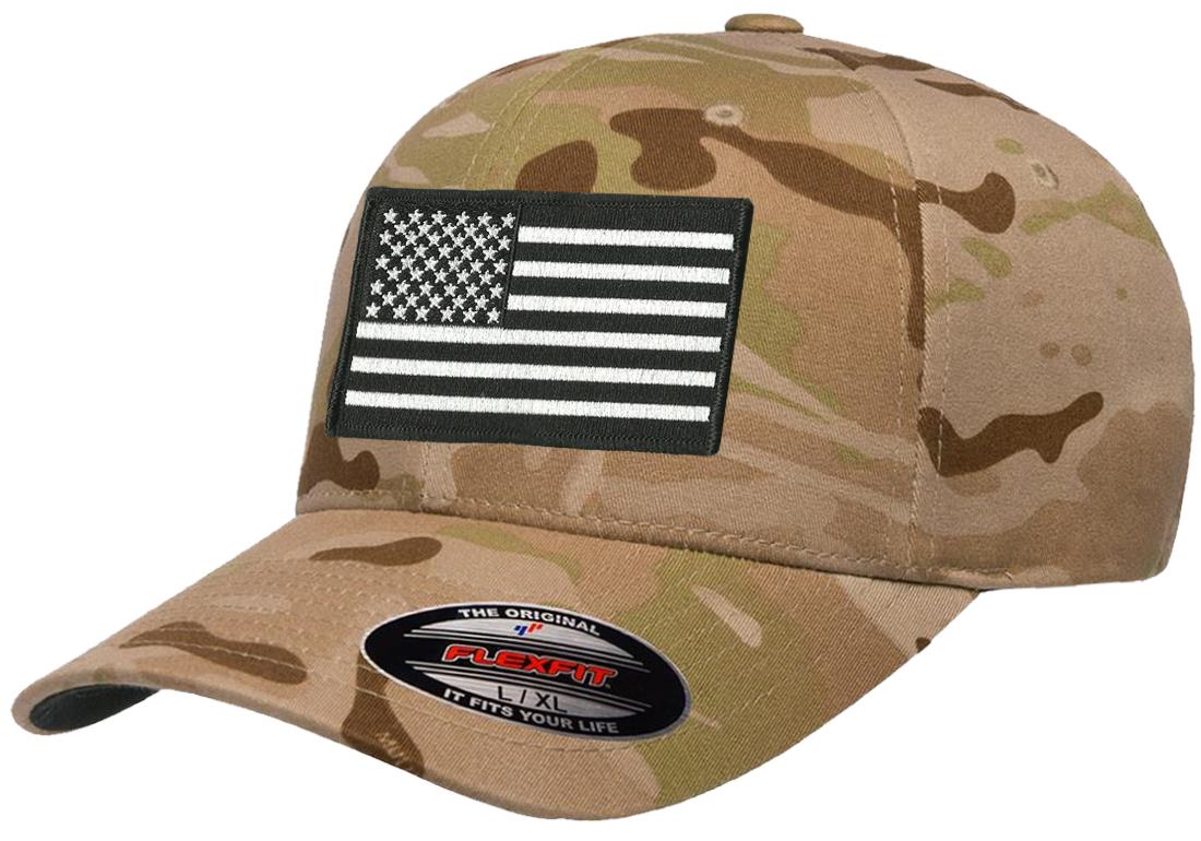 Tactical USA American Patriotic Flag Flexfit 6277 Baseball Fitted Hat Cap - Picture 15 of 26